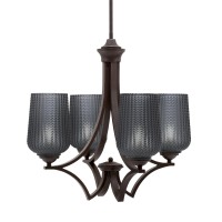 Zilo Uplight, 4 Light, Chandelier In Dark Granite Finish With 5