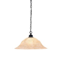 Chain Hung Pendant Shown In Matte Black Finish With 20