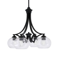 Zilo Downlight, 4 Light, Chandelier In Matte Black Finish With 7