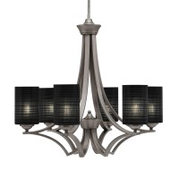 Zilo Uplight, 6 Light, Chandelier In Graphite Finish With 4