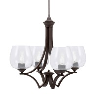 Zilo Uplight, 4 Light, Chandelier In Dark Granite Finish With 6