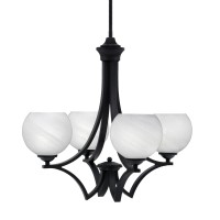 Zilo Uplight, 4 Light, Chandelier In Matte Black Finish With 5.75