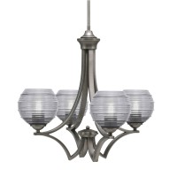 Zilo Uplight, 4 Light, Chandelier In Graphite Finish With 6