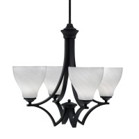 Zilo Uplight, 4 Light, Chandelier In Matte Black Finish With 6.25