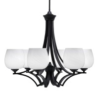 Zilo Uplight, 6 Light, Chandelier In Matte Black Finish With 6