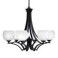 Zilo Uplight, 6 Light, Chandelier In Matte Black Finish With 5.75