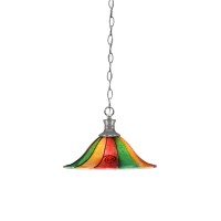 Chain Hung Pendant Shown In Brushed Nickel Finish With 14