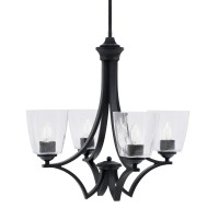 Zilo Uplight, 4 Light, Chandelier In Matte Black Finish With 4.5