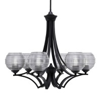 Zilo Uplight, 6 Light, Chandelier In Matte Black Finish With 6