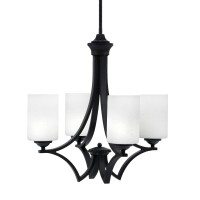 Zilo Uplight, 4 Light, Chandelier In Matte Black Finish With 4