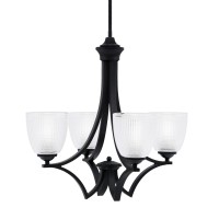 Zilo Uplight, 4 Light, Chandelier In Matte Black Finish With 5