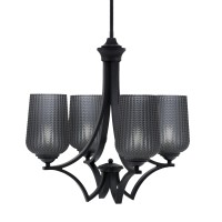 Zilo Uplight, 4 Light, Chandelier In Matte Black Finish With 5