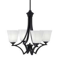 Zilo Uplight, 4 Light, Chandelier In Matte Black Finish With 4.5