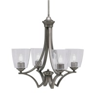 Zilo Uplight, 4 Light, Chandelier In Graphite Finish With 5