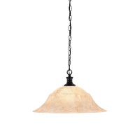 Chain Hung Pendant Shown In Matte Black Finish With 20