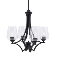 Zilo Uplight, 4 Light, Chandelier In Matte Black Finish With 5