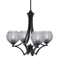 Zilo Uplight, 4 Light, Chandelier In Matte Black Finish With 6