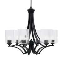 Zilo Uplight, 6 Light, Chandelier In Matte Black Finish With 4