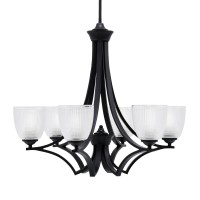 Zilo Uplight, 6 Light, Chandelier In Matte Black Finish With 5