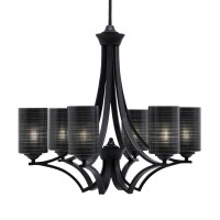 Zilo Uplight, 6 Light, Chandelier In Matte Black Finish With 4