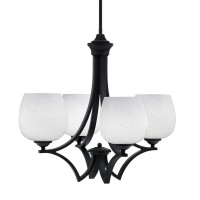 Zilo Uplight, 4 Light, Chandelier In Matte Black Finish With 6