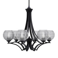 Zilo Uplight, 6 Light, Chandelier In Matte Black Finish With 6