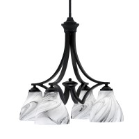 Zilo Downlight, 4 Light, Chandelier In Matte Black Finish With 6.25