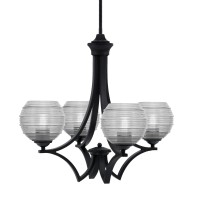 Zilo Uplight, 4 Light, Chandelier In Matte Black Finish With 6