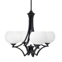 Zilo Uplight, 4 Light, Chandelier In Matte Black Finish With 7