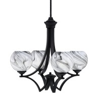 Zilo Uplight, 4 Light, Chandelier In Matte Black Finish With 5.75