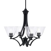 Zilo Uplight, 4 Light, Chandelier In Matte Black Finish With 7