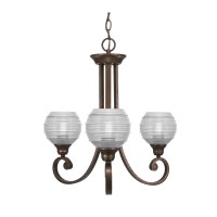 Curl Uplight, 3 Light, Chandelier Shown In Bronze Finish With 6