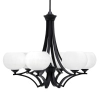 Zilo Uplight, 6 Light, Chandelier In Matte Black Finish With 7