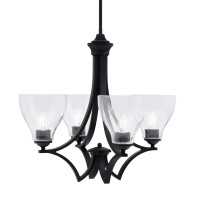 Zilo Uplight, 4 Light, Chandelier In Matte Black Finish With 6.25