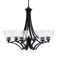 Zilo Uplight, 6 Light, Chandelier In Matte Black Finish With 7