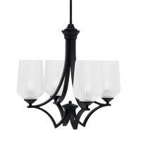 Zilo Uplight, 4 Light, Chandelier In Matte Black Finish With 5