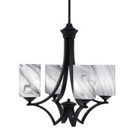 Zilo Uplight, 4 Light, Chandelier In Matte Black Finish With 4