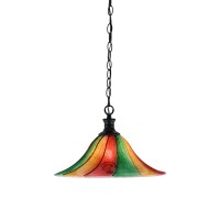 Chain Hung Pendant Shown In Matte Black Finish With 16