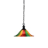 Chain Hung Pendant Shown In Matte Black Finish With 14