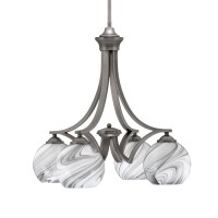 Zilo Downlight, 4 Light, Chandelier In Graphite Finish With 5.75