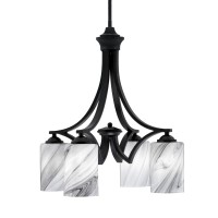 Zilo Downlight, 4 Light, Chandelier In Matte Black Finish With 4