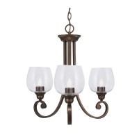 Curl Uplight, 3 Light, Chandelier Shown In Bronze Finish With 6