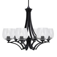 Zilo Uplight, 6 Light, Chandelier In Matte Black Finish With 6