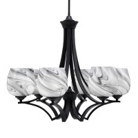 Zilo Uplight, 6 Light, Chandelier In Matte Black Finish With 6