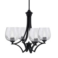 Zilo Uplight, 4 Light, Chandelier In Matte Black Finish With 6