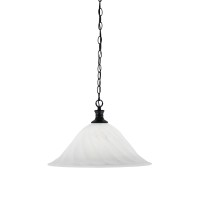 Chain Hung Pendant Shown In Matte Black Finish With 20