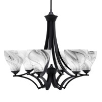 Zilo Uplight, 6 Light, Chandelier In Matte Black Finish With 6.25