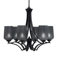 Zilo Uplight, 6 Light, Chandelier In Matte Black Finish With 5