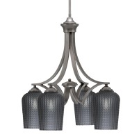 Zilo Downlight, 4 Light, Chandelier In Graphite Finish With 5