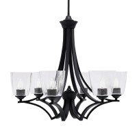 Zilo Uplight, 6 Light, Chandelier In Matte Black Finish With 4.5